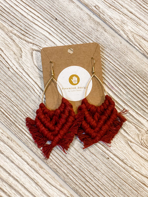 Sangria Red Macrame' Lima Earrings