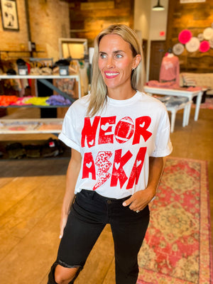 Nebraska Cropped Tee in White