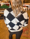 Hunter Argyle Pullover Sweater in Black