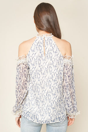 Pretty Picture Floral Print Cold Shoulder Blouse