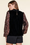 Michelle Velvet Mockneck Sequin Sleeve Top