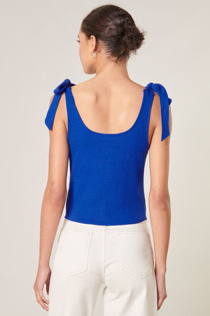 Ripley Ribbed Scoop Neck Tank in Blue