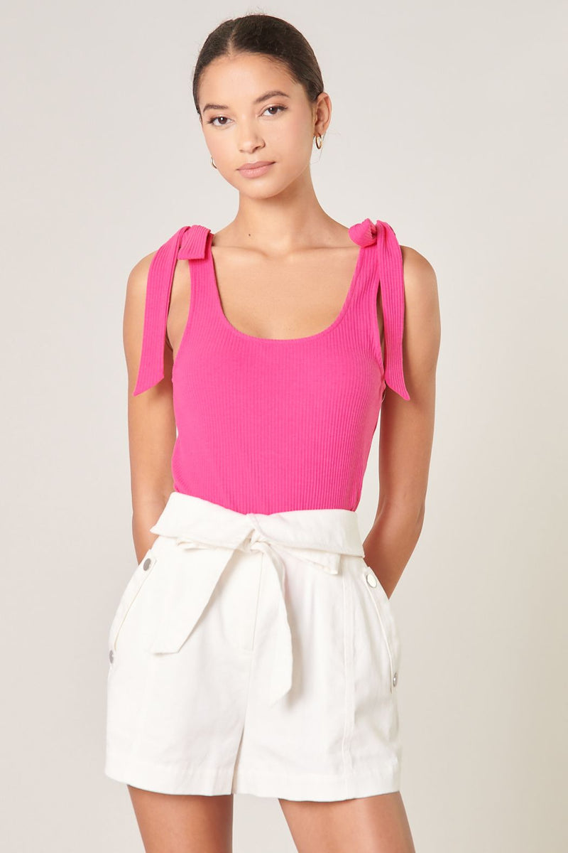 Ripley Ribbed Scoop Neck Tank in Pink