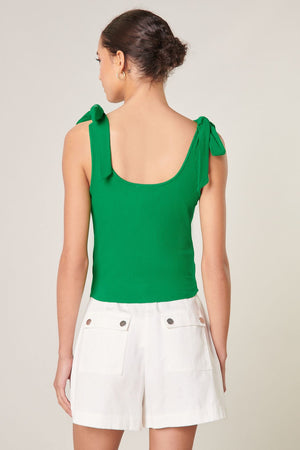 Ripley Ribbed Scoop Neck Tank Top in Green