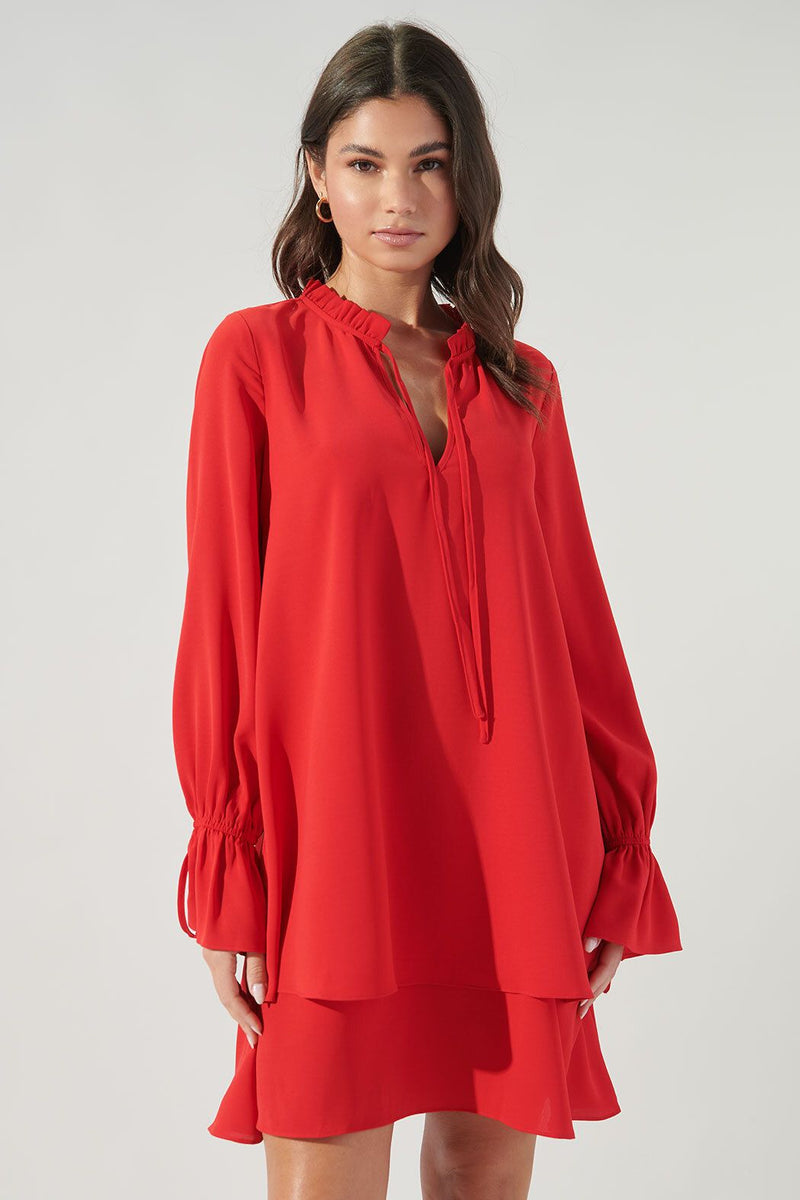Karyssa Double Layer Trapeze Dress in Red