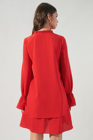 Karyssa Double Layer Trapeze Dress in Red