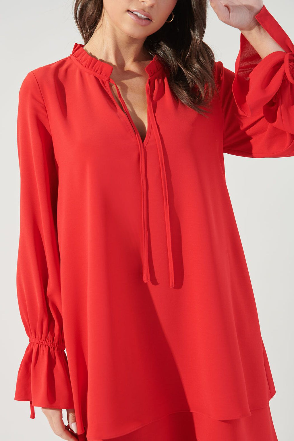 Karyssa Double Layer Trapeze Dress in Red