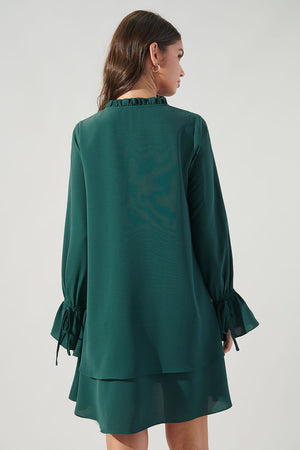 Karyssa Double Layer Trapeze Dress in Emerald