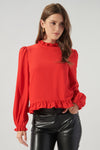 Into You Ruffle Trim Top in Red