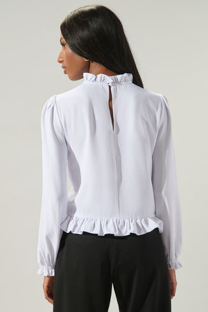 Into You Ruffle Trim Top in White